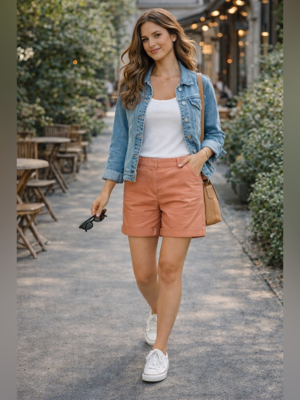 ❤️117 J.Crew Peach Chino Shorts Size 0 Cuffed Bermuda Preppy Summer Mid Rise